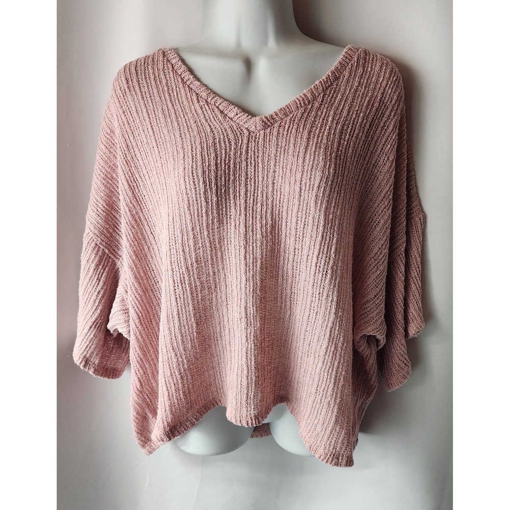 Womens Cherish Pink‎ Sweater L V Neck